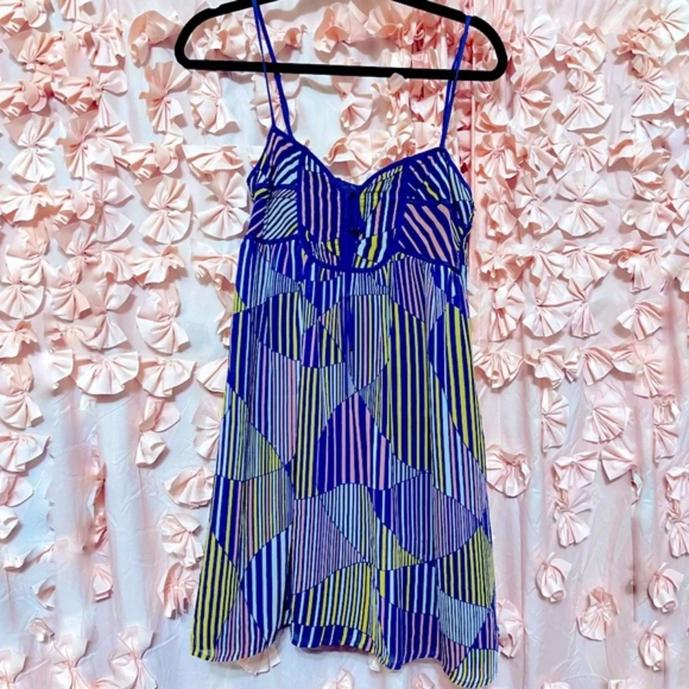 Yumi Kim Blue & Yellow Mini Dress Size M | Rare Designer Sample Y2K